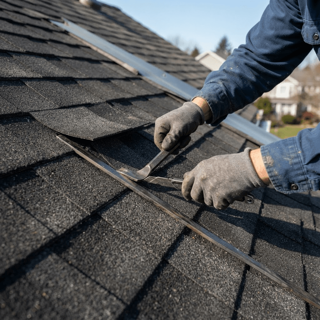 Professional assessment for shingle repair on a Charlotte home
